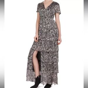 ba&sh Zelie Tiered Zebra Print Maxi Dress S
